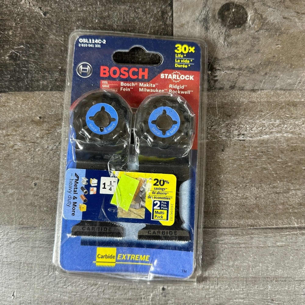Bosch 2 pack 1-1/4 Inch Starlock Multi-Tool‎ Bi-Metal Blades - OSL114C-2PK NEW